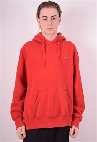NIKE MENS VINTAGE HOODIE JUMPER XXL RED 90S