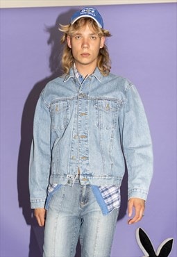 90's Vintage classic festival denim jacket in light wash