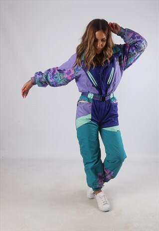 VINTAGE FULL SKI SUIT SNOW SPORTS 90'S UK 8 XS (JHBC)