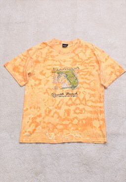 Vintage 90s Orange Tie Dye Print T Shirt