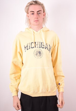 CHAMPION MENS VINTAGE MICHIGAN HOODIE JUMPER MEDIUM 90S