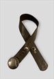 80's Vintage Western Brown Leather Metal Heart Belt