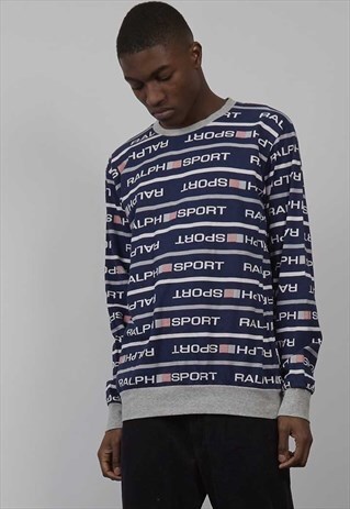 VINTAGE 90'S RALPH LAUREN ALL-OVER LOGO PRINT SWEATER