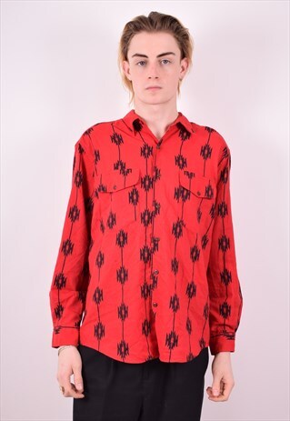 MENS VINTAGE SHIRT MEDIUM RED 90S