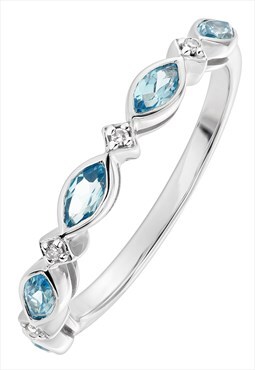 Marquise topaz & diamond half eternity ring