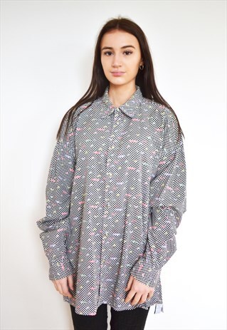 RARE VERSACE CHECKED CHECK BOYFRIEND WAVEY SHIRT