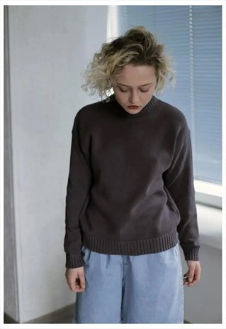 VINTAGE 90'S DARK GREY KNITTED JUMPER