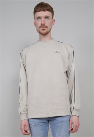 VINTAGE 90'S KAPPA OVERSIZED PIPED BEIGE SWEATER
