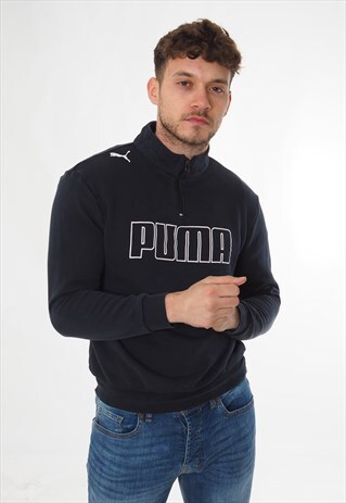 VINTAGE PUMA 1/4 ZIP SWEATSHIRT BLUE