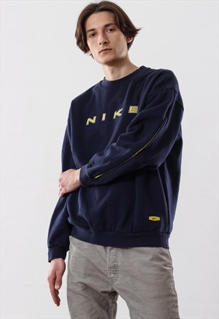 VINTAGE MENS NIKE BIG LOGO SPELL OUT SWEATSHIRT CREW NECK