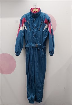 90s Vintage Descente Retro Ski Suit Blue Pink