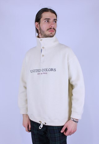 UNITED COLORS BENETTON VINTAGE FLEECE JACKET MEN RARE