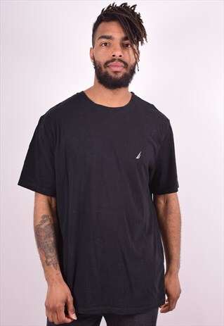 NAUTICA MENS VINTAGE T-SHIRT TOP XL BLACK 90S