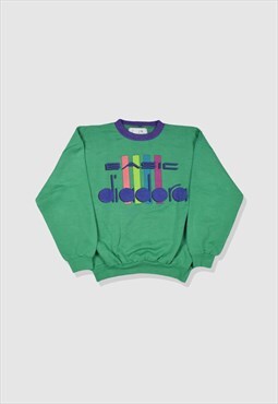 Vintage 90s Diadora Graphic Print Sweatshirt in Green