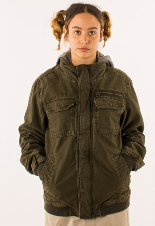 VINTAGE BROWN LEVI'S HOODED JACKET SMALL