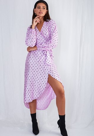 CLANCY PLISSE DRESS - LILAC SPOT