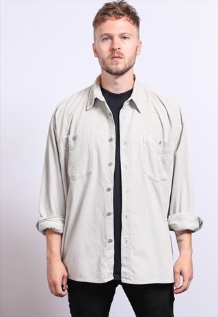 VINTAGE CORDUROY CORD SHIRT GREY