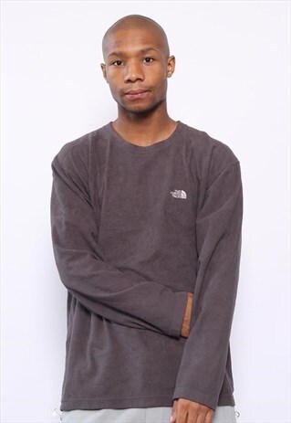 VINTAGE NORTH FACE LOGO FLEECE SWEATSHIRT GREY