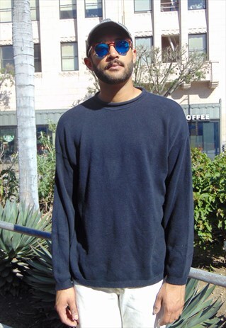 90S OVERSIZE MINIMALIST SPORTSWEAR BLACK LONG SLEEVE TEE XXL
