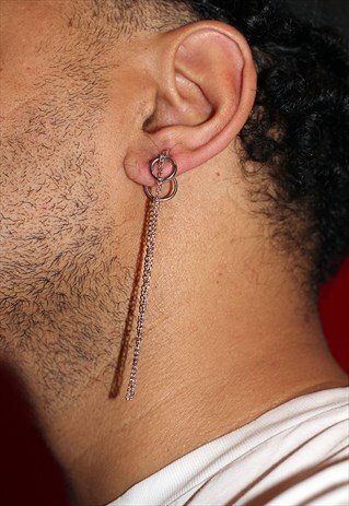SINGLE DROP CHAIN STUD EARRING