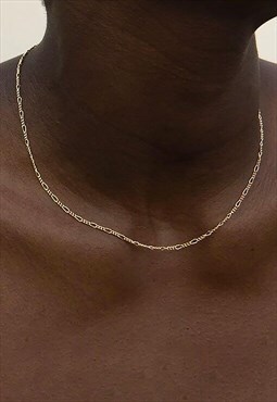 54 Floral 20" 3mm Figaro Necklace Chain - Gold