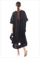 RUFFLE HEM OVERSIZED DRESS WITH BELT IN BLACK