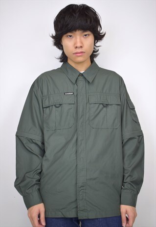 VINTAGE 90S NIKE GREEN ZIP SHIRT W/ ZIP SLEEVES