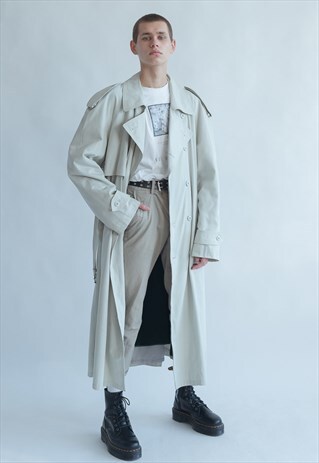 VINTAGE 80S CLASSIC TRENCH COAT IN WHITE