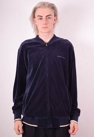 MENS VINTAGE TRACKSUIT TOP JACKET XL BLUE 90S