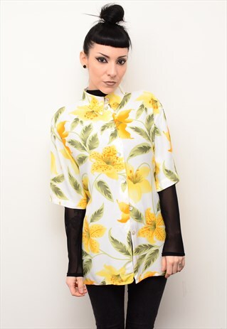 VINTAGE 90'S FLORAL INDIE PATTERNED OVERSIZED SHIRT