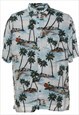 Vintage Palm Tree Print Hawaiian Shirt - L