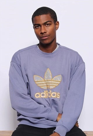 VINTAGE ADIDAS 3M REFLECTIVE LOGO SWEATSHIRT BLUE