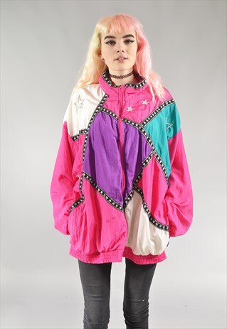 VINTAGE STAR MULTICOLOURED BOMBER JACKET