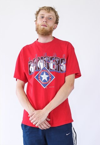 1995 VINTAGE MENS TEXAS RANGERS BASEBALL BIG LOGO T-SHIRT
