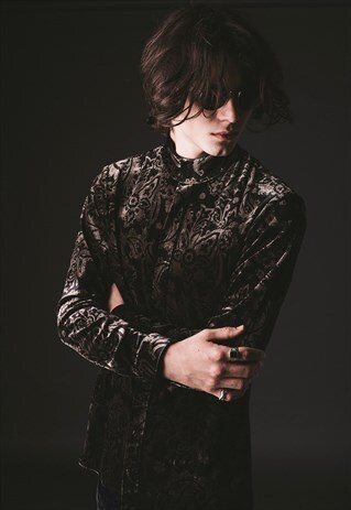 MENS PAISLEY COLLARED VELVET SHIRT