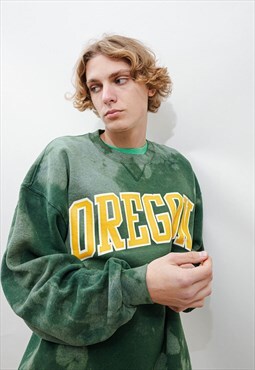 Vintage Reworked Spellout Tie Dye Round Neck Sweatshirt L