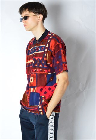 VINTAGE 90S ABSTRACT POLO SHIRT