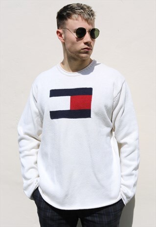 WHITE / OFF WHITE TOMMY HILFIGER FLAG LOGO SWEATSHIRT