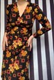 VINTAGE 70S MIDI MAXI MULTICOLOURED FLORAL GEOMETRIC PRINT