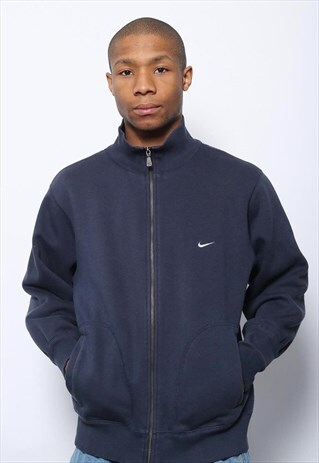 VINTAGE NIKE FULL ZIP LOGO SWEATSHIRT BLUE