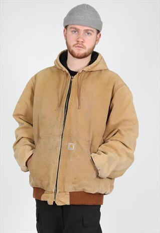 VINTAGE CARHARTT LIGHT BROWN THICK COTTON LINED WORK JACKET