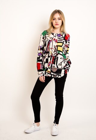 MULTI COLOR ART PRINTED LONG SLEEVES TOP (GREEN)