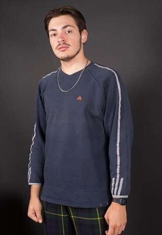90'S GREY EMBROIDERED MINIMALISTIC ADIDAS SWEATSHIRT