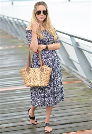 OFF-THE-SHOULDER FLORAL MIDI DRESS