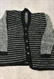 VINTAGE ABSTRACT KNITTED CARDIGAN PATTERNED CHUNKY SWEATER