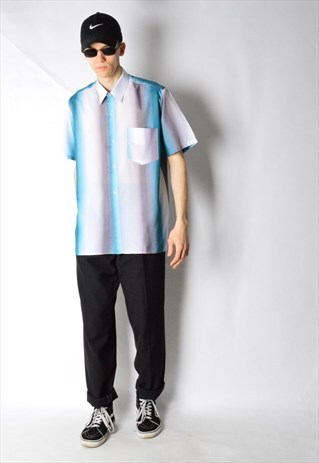 VINTAGE 80S GREEN OMBRE SHORT SLEEVE SHIRT