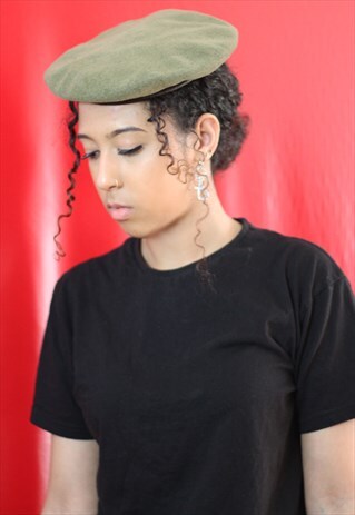 VINTAGE WOOL KHAKI BERET