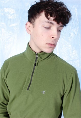 VINTAGE CHAMPION GREEN LIGHTWEIGHT FLEECE JUMPER