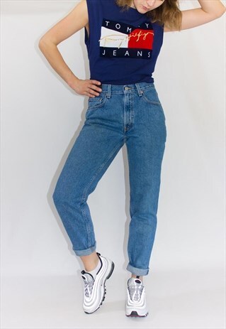 LEVI'S 90'S HIGH RISE TAPERED LEG BLUE MOM JEANS