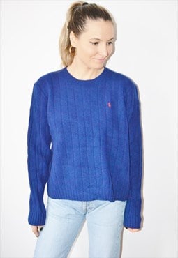 Vintage 90s RALPH LAUREN Embroidered Blue Sweatshirt Jumper